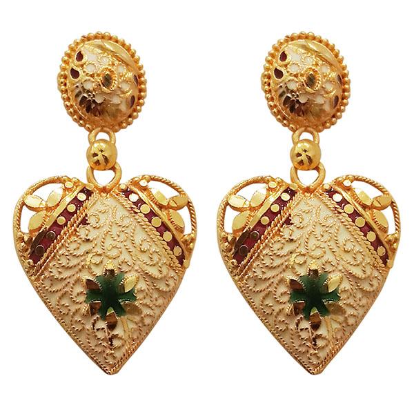 Kriaa Meenakari Gold Plated Heart Shape Dangler Earrings - 1311762