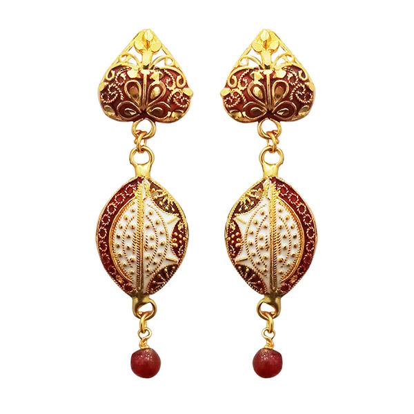 Kriaa Gold Plated Meenakari Dangler Earrings - 1311766