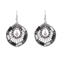 Urthn White Resin Stone Rhodium Plated Dangler Earrings - 1311816B