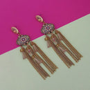 Urthn Gold Plated Brown Stone Chain Drop Tassel Earrings - 1311829C