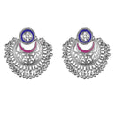 Kriaa Blue And Pink Meenakari Silver Plated Afghani Earrings - 1311906J
