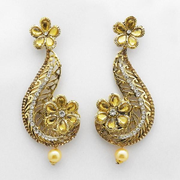 Kriaa Brown Austrian Stone Gold Plated Dangler Earrings - 1312021