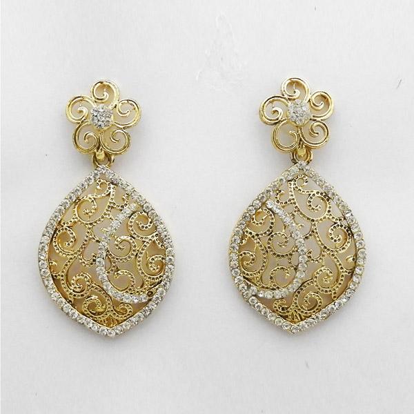 Kriaa Austrian Stones Gold Plated Dangler Earrings - 1312023