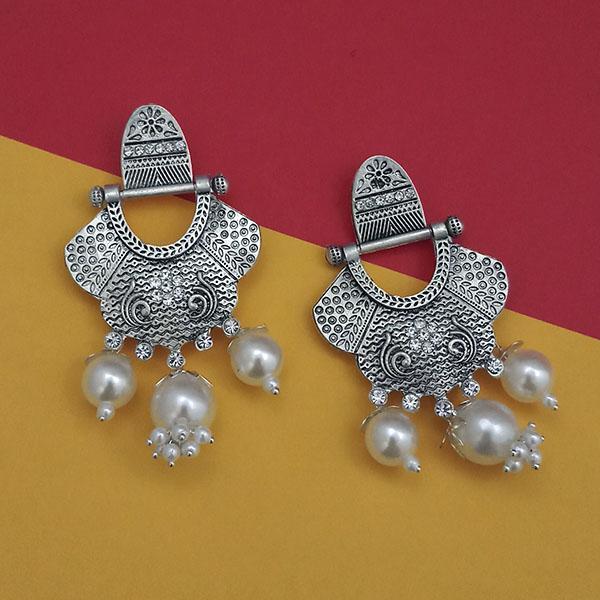 Tip Top Fashions Oxidised Pearl Dangler Earrings - 1312028A