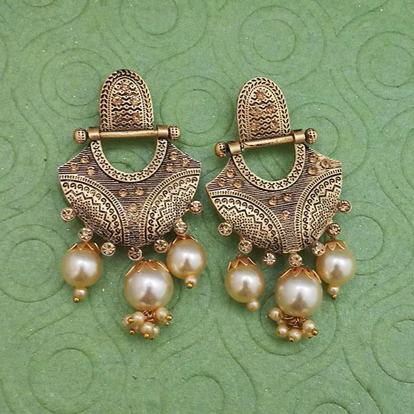 Tip Top Fashions Gold Plated Pearl Dangler Earrings - 1312029B