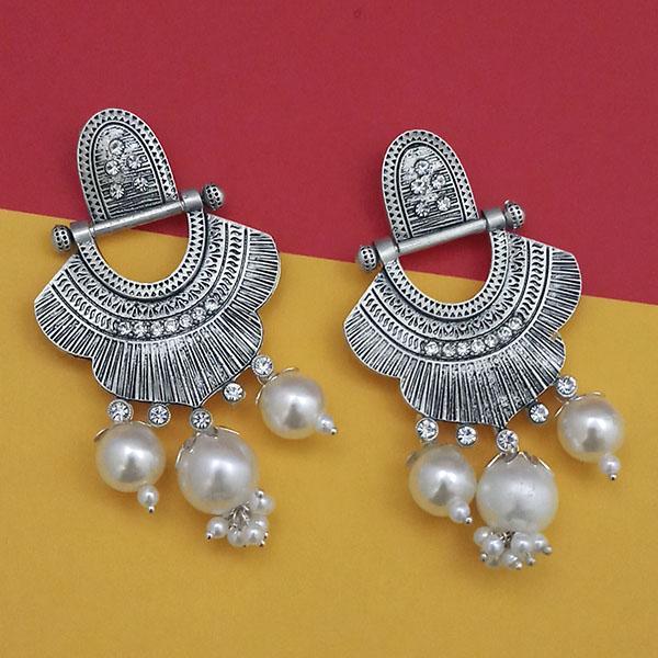 Tip Top Fashions Oxidised Pearl Dangler Earrings - 1312031A