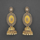 Kriaa Gold Plated Stone And Yellow Meenakari Matte Dangler Earrings - 1312043A