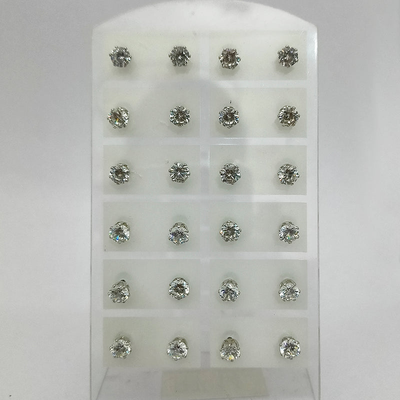 14Fashions Set of 12 CZ Stone Stud Earrings Combo