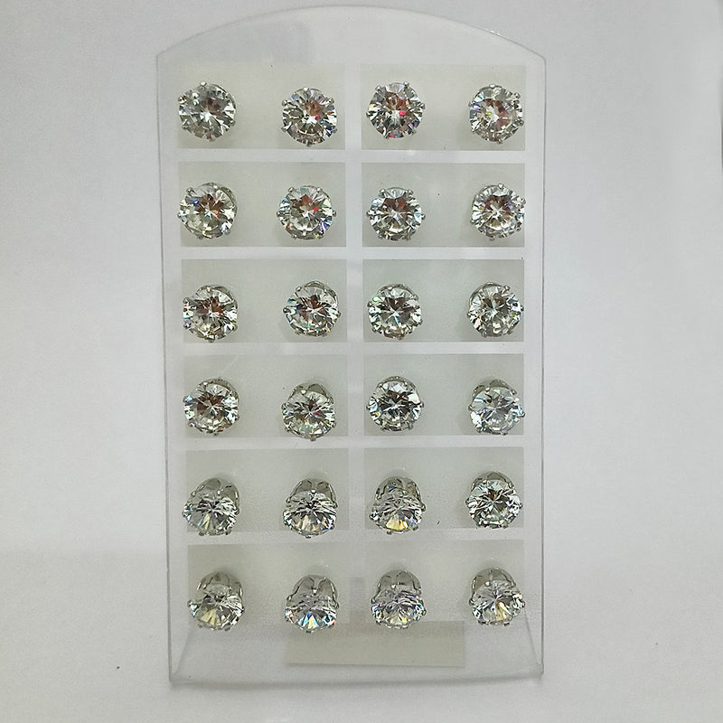 14Fashions Set of 12 CZ Stone Stud Earrings Combo