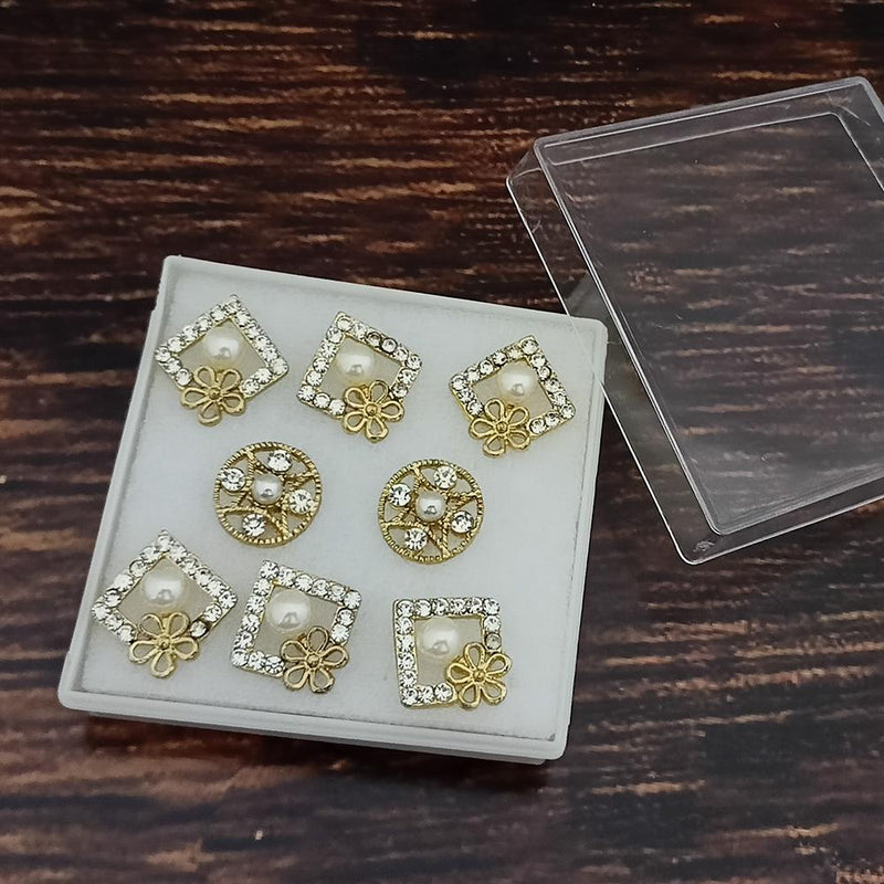 Kriaa Gold Plated Austrian Stone Pack Of 4 Stud Earrings  - 1312167