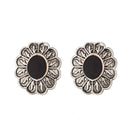 Kriaa Rhodium Plated Black Opaque Stone Stud Earrings - 1312203A