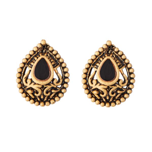 Kriaa Antique Gold Plated Opaque Stone Stud Earrings - 1312222A