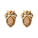 Kriaa Opaque Stone Antique Gold Plated Stud Earrings - 1312223D