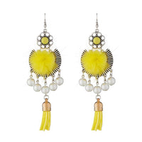 Jeweljunk Yellow Thread Rhodium Plated Earrings - 1312301E