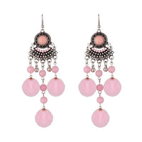 Jeweljunk Pink Rhodium Plated Thread Earrings - 1312303A
