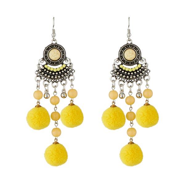 Jeweljunk Yellow Thread Rhodium Plated Earrings - 1312303C