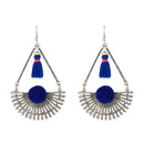 Jeweljunk Blue Thread Rhodium Plated Earrings - 1312304D