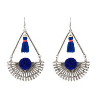 Jeweljunk Blue Thread Rhodium Plated Earrings - 1312304D