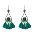 Jeweljunk Green Thread Rhodium Plated Earrings - 1312305A