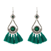 Jeweljunk Green Thread Rhodium Plated Earrings - 1312305A