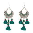 Jeweljunk Green Thread Rhodium Plated Earrings - 1312306A