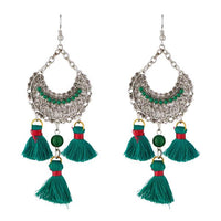 Jeweljunk Green Thread Rhodium Plated Earrings - 1312306A