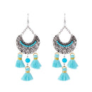 Jeweljunk Blue Beads Rhodium Plated Thread Earrings - 1312306C