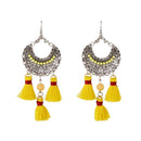 Jeweljunk Yellow Beads Rhodium Plated Thread Earrings - 1312306E