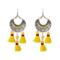 Jeweljunk Yellow Beads Rhodium Plated Thread Earrings - 1312306E