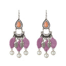 Jeweljunk Leaf Design Rhodium Plated Thread Earrings - 1312308A