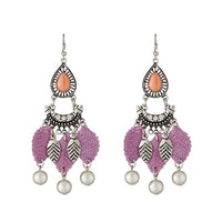 Jeweljunk Leaf Design Rhodium Plated Thread Earrings - 1312308A