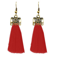 Jeweljunk Gold Plated Maroon Thread Earrings - 1312309D