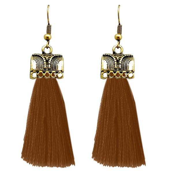 Jeweljunk Brown Thread Gold Plated Earrings - 1312309F