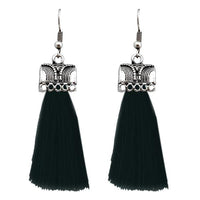 Jeweljunk Silver Plated Black Thread Earrings - 1312310B