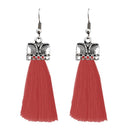 Jeweljunk Maroon Silver Plated Thread Earrings - 1312310G
