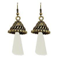 Jeweljunk White Thread Antique Gold Plated Earrings - 1312311A