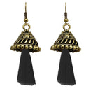 Jeweljunk Black Antique Gold Plated Thread Earrings - 1312311C