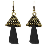 Jeweljunk Black Antique Gold Plated Thread Earrings - 1312311C