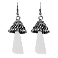 Jeweljunk Rhodium Plated White Thread Earrings - 1312312A