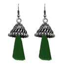 Jeweljunk Antique Gold Plated Green Thread Earrings - 1312312B