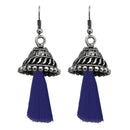 Jeweljunk Blue Rhodium Plated Thread Earrings - 1312312C