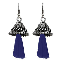 Jeweljunk Blue Rhodium Plated Thread Earrings - 1312312C