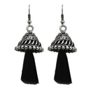 Jeweljunk Black Thread Rhodium Plated Earrings - 1312312E