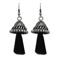 Jeweljunk Black Thread Rhodium Plated Earrings - 1312312E