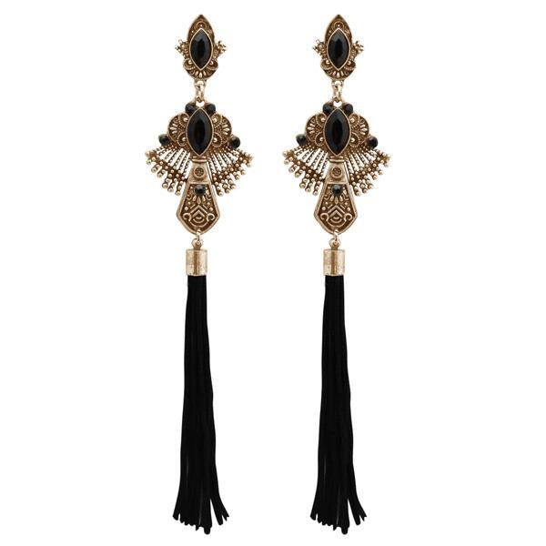 Jeweljunk Antique Gold Plated Stone Thread Earrings - 1312313A