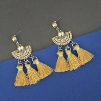 Jeweljunk Yellow Austrian Stone Thread Earrings - 1312320C