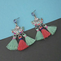 Jeweljunk Multi Austrian Stone Thread Earrings - 1312320D