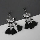 Jeweljunk Black Austrian Stone Thread Earrings - 1312320E