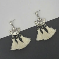 Jeweljunk White Austrian Stone Thread Earrings - 1312320F