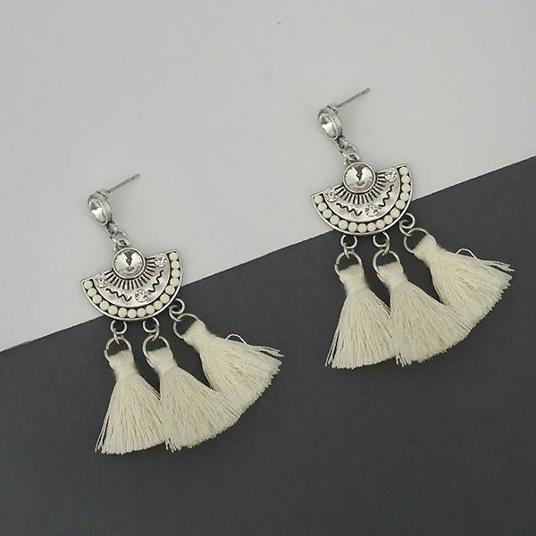 Jeweljunk White Austrian Stone Thread Earrings - 1312320F